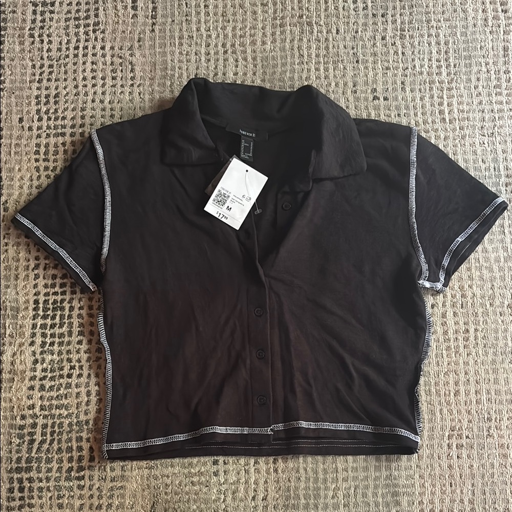 Forever 21 Charcoal Button-Up Shirt